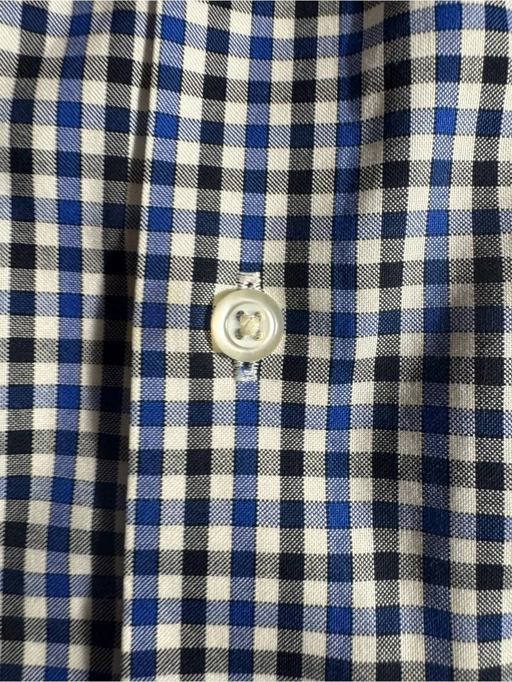 Banana Republic Blue and White Gingham Button-Down 100% Non Iron Cotton Shirt M